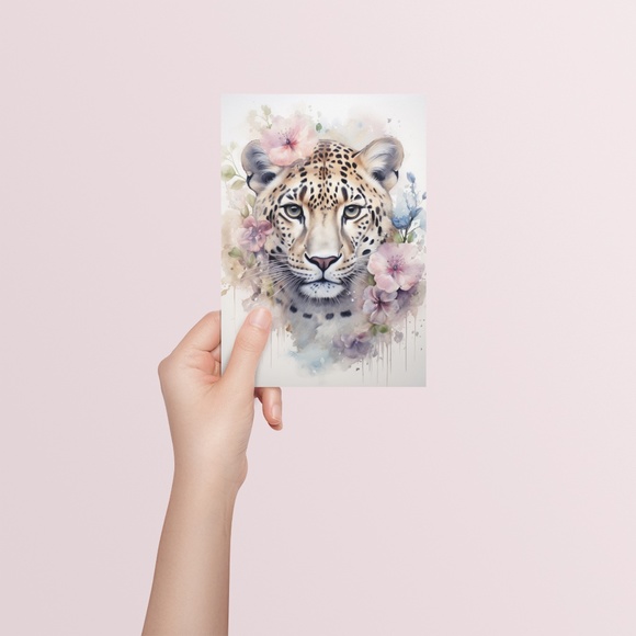 Watercolor Leopard Portrait Wall Art Illustration Print Poster Unframed - Picture 5 of 5